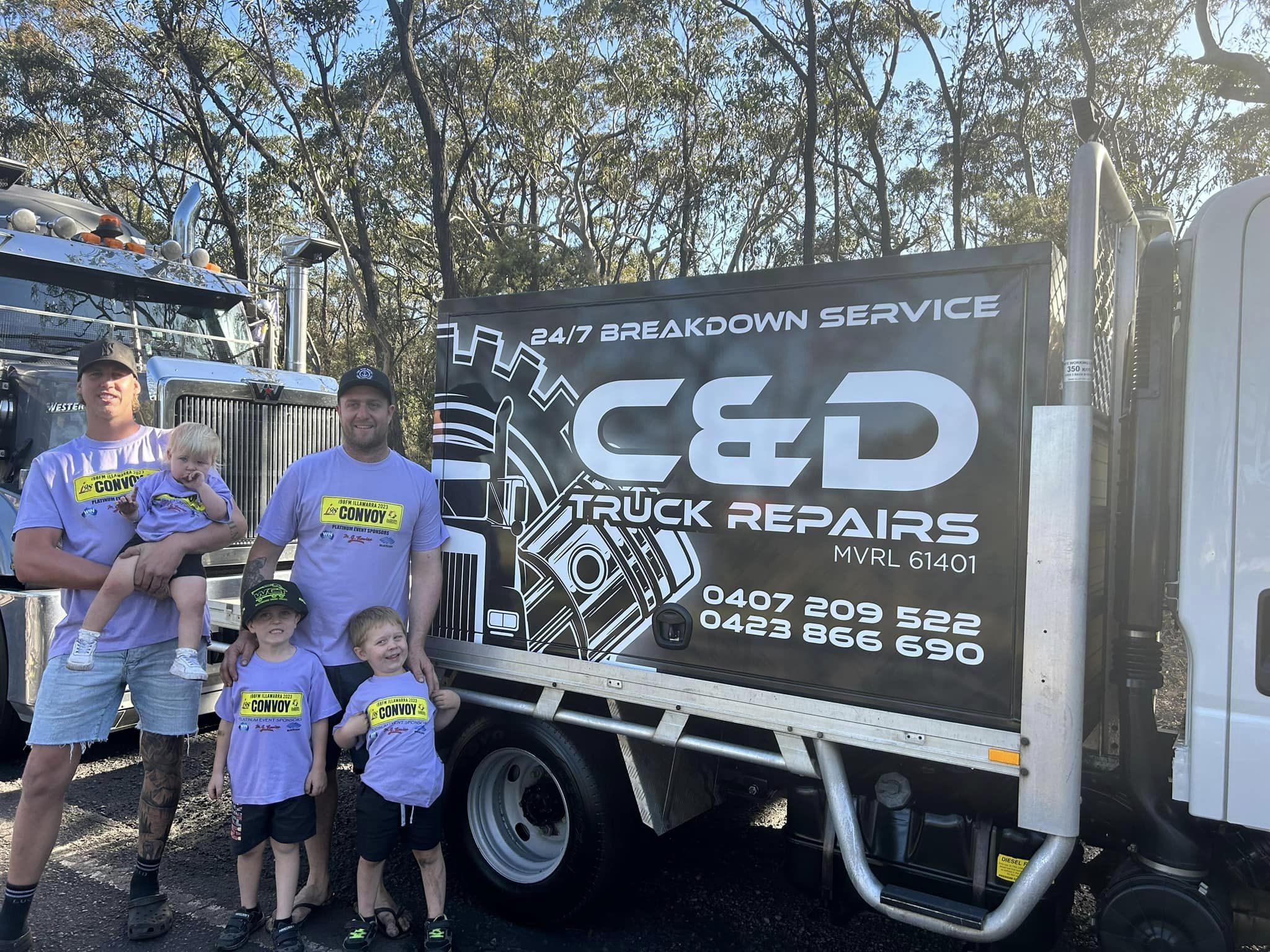 The C & D family with the breakdown service truck