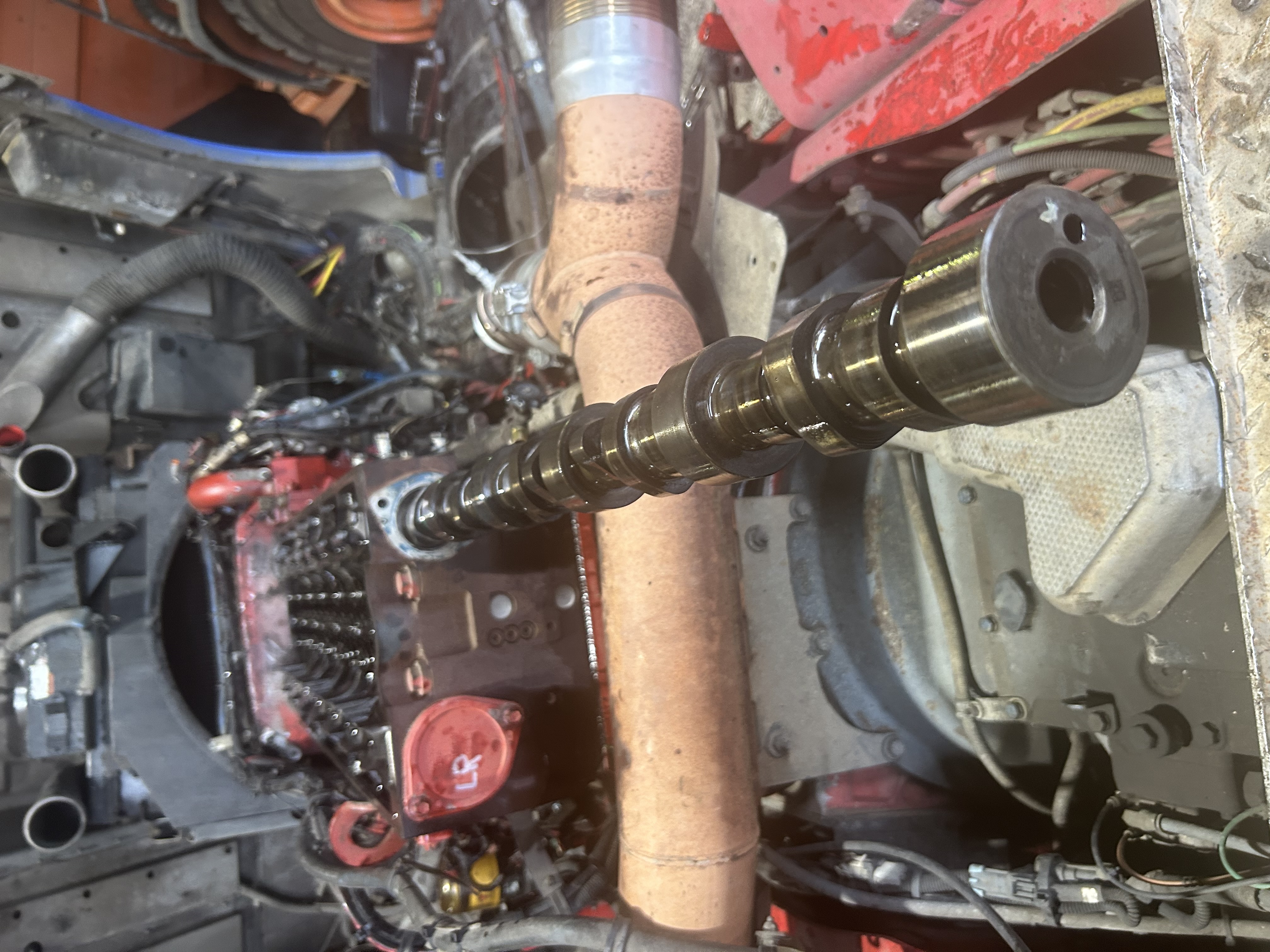 Camshaft out during an engine rebuild