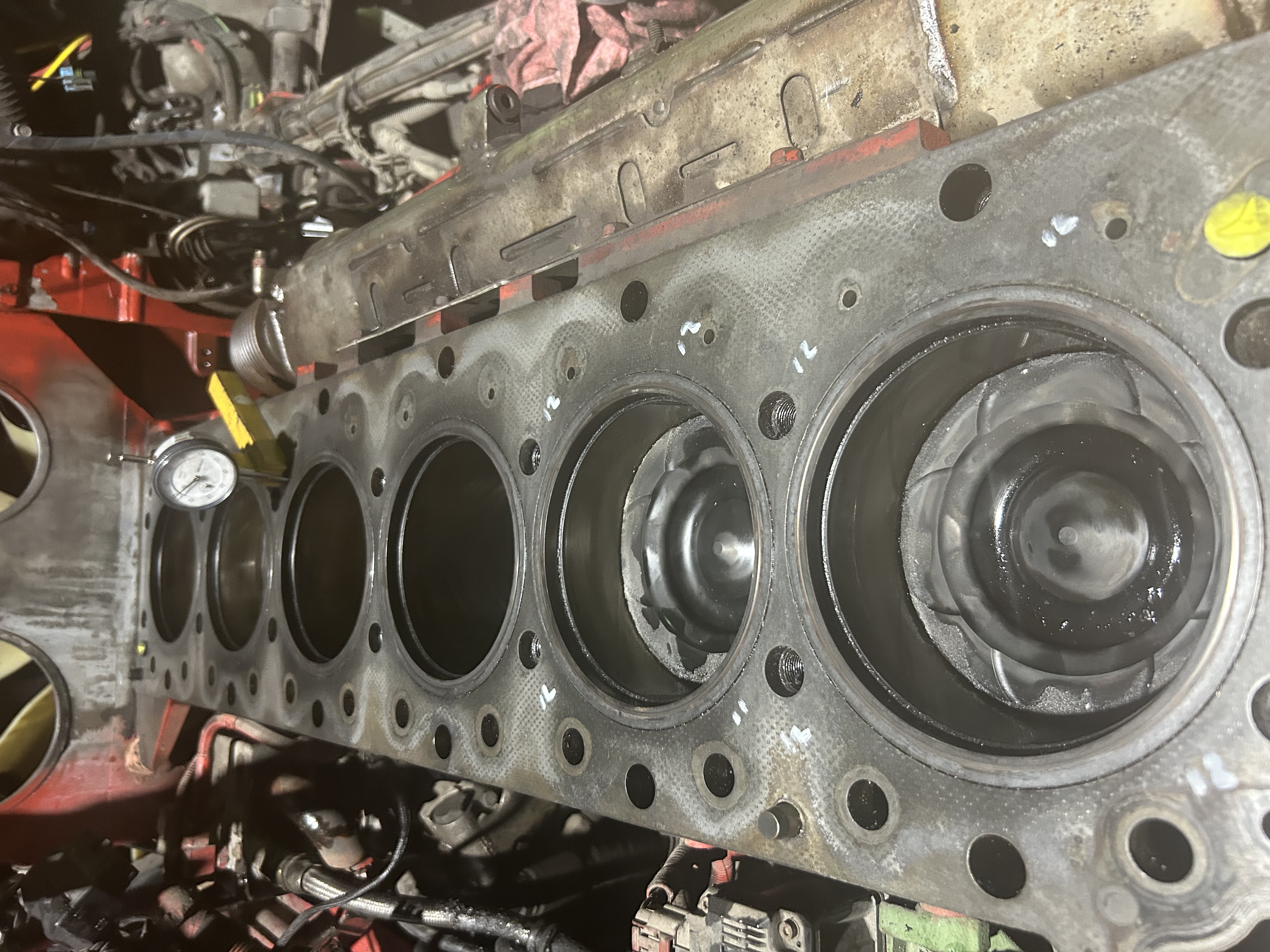 Heavy diesel engine block stripped for rebuild